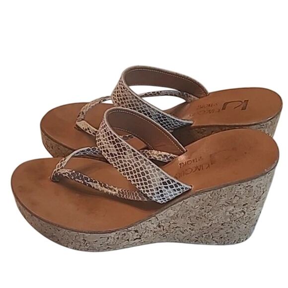 K Jacques Python print Wedges Sz 9 Pristine! - Picture 1 of 8